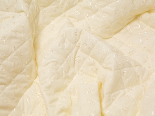 Deadstock 5 Hole Quilted Broderie Anglaise Fabric Cream