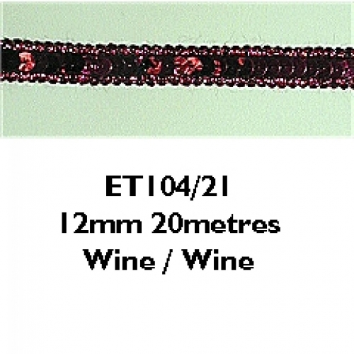 Essential Trimmings Sequin Metallic Edged Trim (Value Roll) Wine