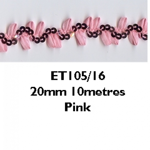 Essential Trimmings Sequins on Ribbon Trim Pink