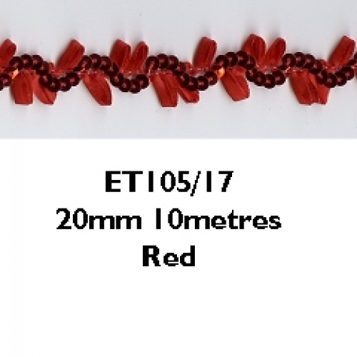 Essential Trimmings Sequins on Ribbon Trim Red