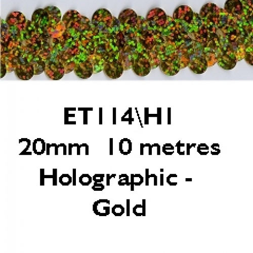 Essential Trimmings Stretch Sequin Trim (Value Roll) Holographic Gold