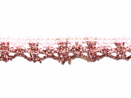 Essential Trimmings Metallic Lace Trim Pink