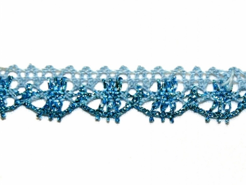 Essential Trimmings Metallic Lace Trim Blue