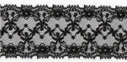 Essential Trimmings Corded Nylon Lace Trim Black