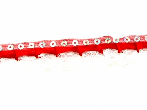 Essential Trimmings Sequin Bonnet Lace (Value Roll) Red