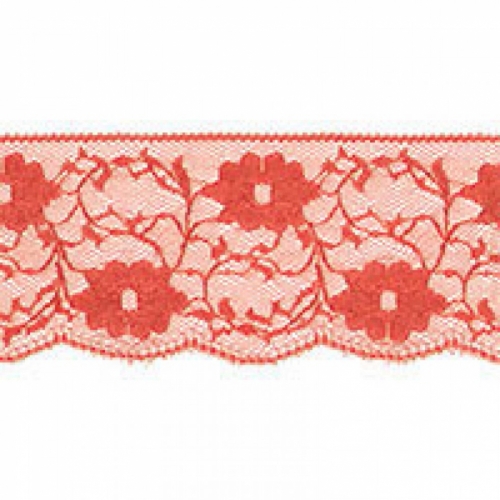 Essential Trimmings Floral Nylon Lace Trim (Value Roll) Coral Red