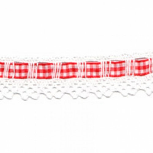 Essential Trimmings Gingham Lace Trim Red