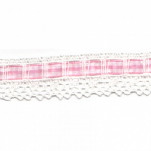 Essential Trimmings Gingham Lace Trim Light Pink