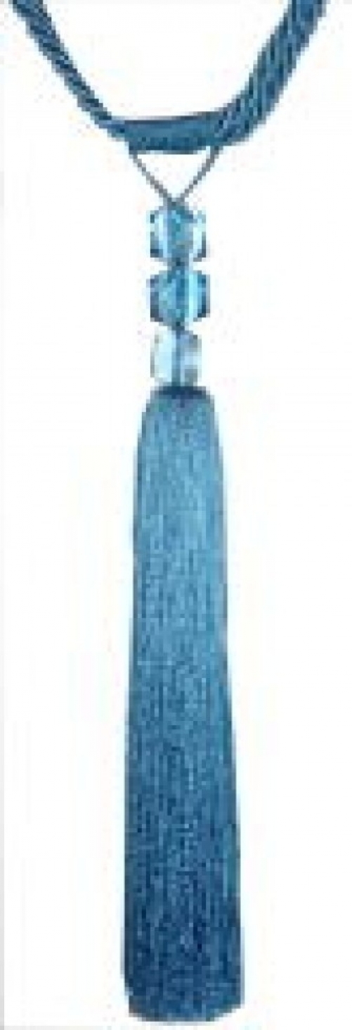 Essential Trimmings Beaded Curtain Tie Backs Light Blue