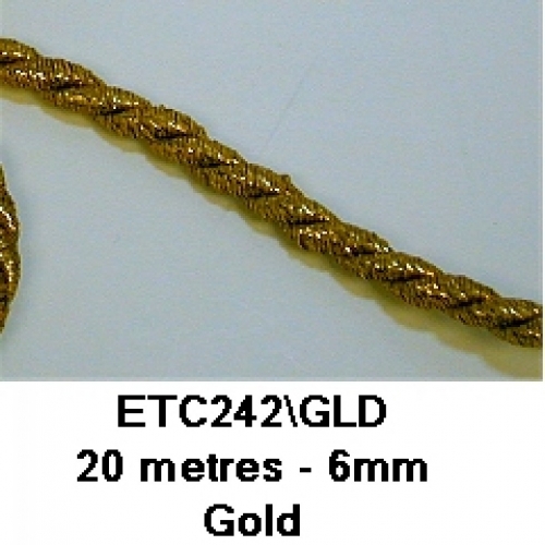 Essential Trimmings Decorative Cord (Value Roll) Gold