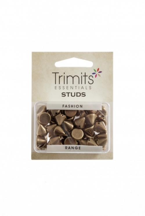 Trimits Cone Sew On Metal Studs (Value Pack of 5) Brass