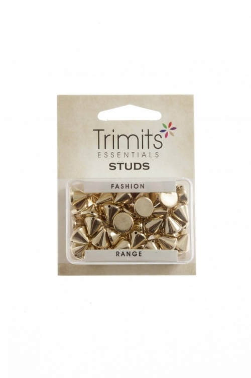 Trimits Cone Sew On Metal Studs (Value Pack of 5) Gold