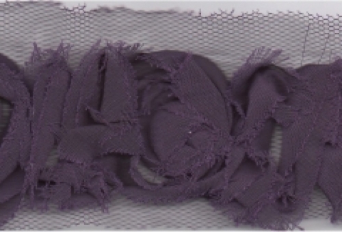 Chiffon Flowers Trim Purple