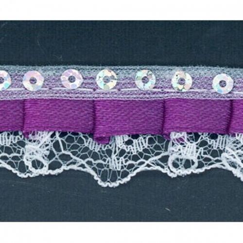 Sequin Bonnet Lace Trim Purple