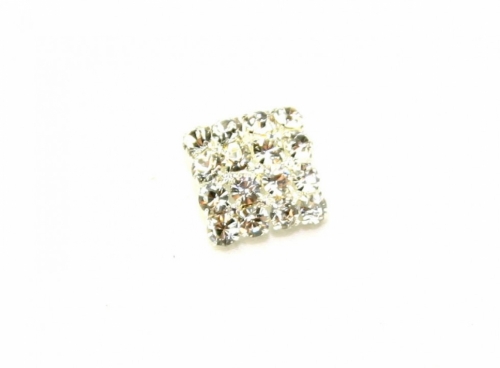 Glass Diamante Buttons Silver