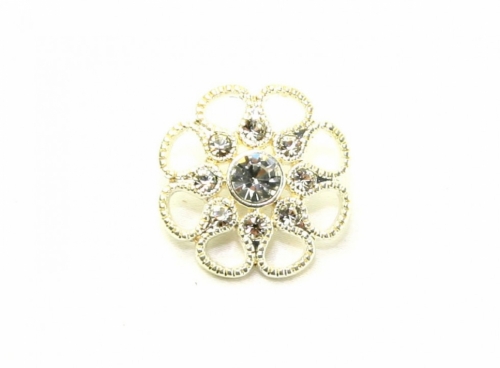 Glass Diamante Buttons Silver