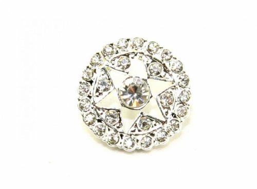 Glass Diamante Buttons Silver