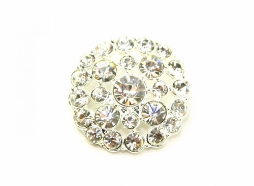 Glass Diamante Buttons Silver
