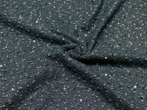 Deadstock Sequin Textured Stretch Knit Fabric Black