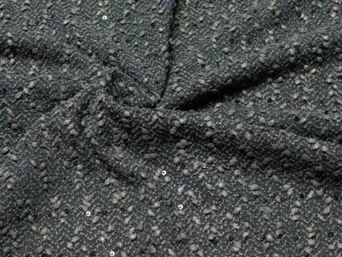 Deadstock Sequin Textured Stretch Knit Fabric Grey