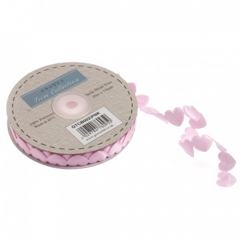 Satin Heart Trim Pink