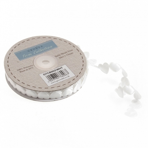 Satin Heart Trim White