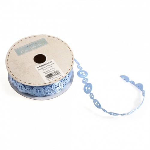 Button Satin Trim Blue