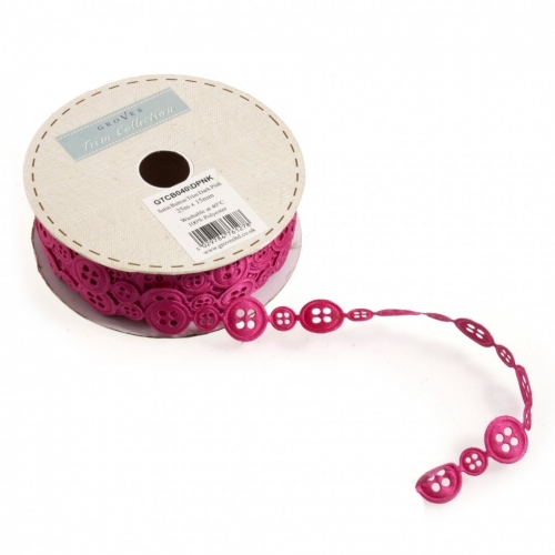 Button Satin Trim Dark Pink
