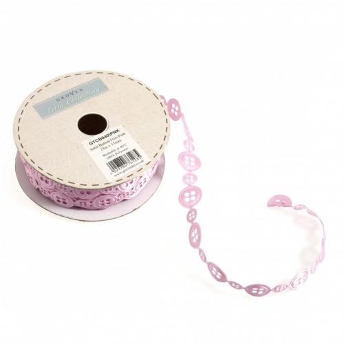 Button Satin Trim Pink