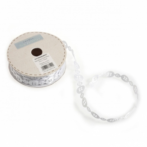 Button Satin Trim White
