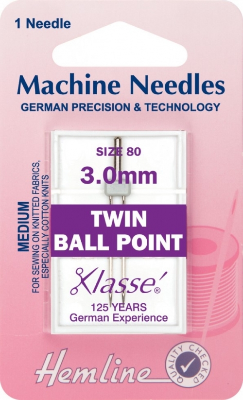 Hemline Twin Ball Point Sewing Machine Needles