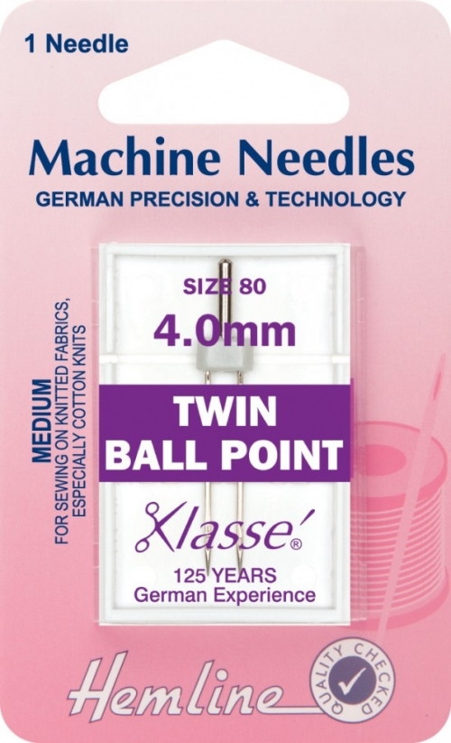 Hemline Twin Ball Point Sewing Machine Needles