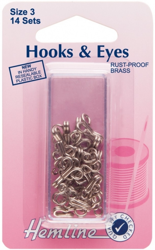 Hemline Hook & Eye Fastenings Silver