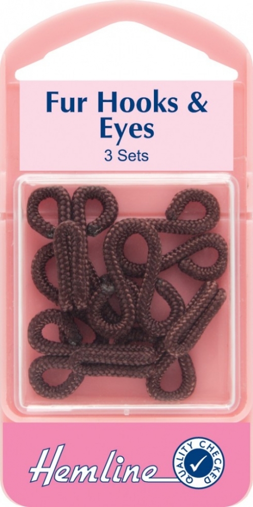 Hemline Fur Coat Hook & Eyes Brown