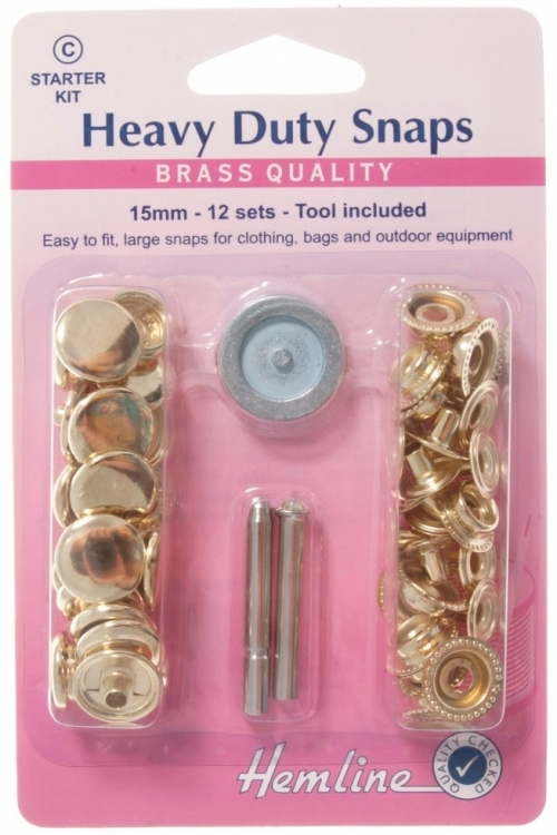 Hemline Heavy Duty Metal Snaps Kit Gold
