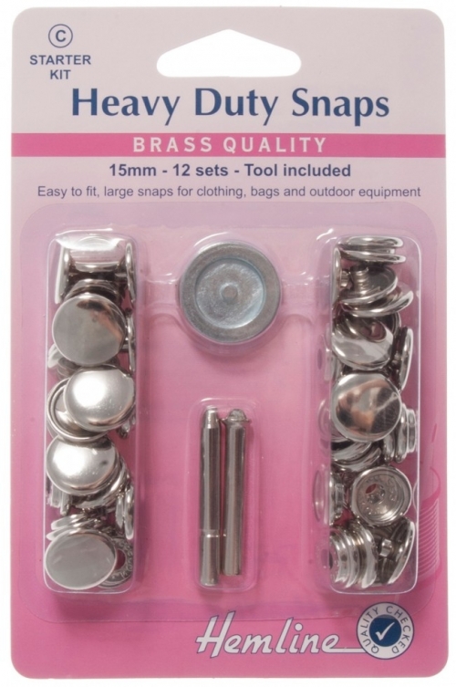 Hemline Heavy Duty Metal Snaps Kit Nickel/Silver