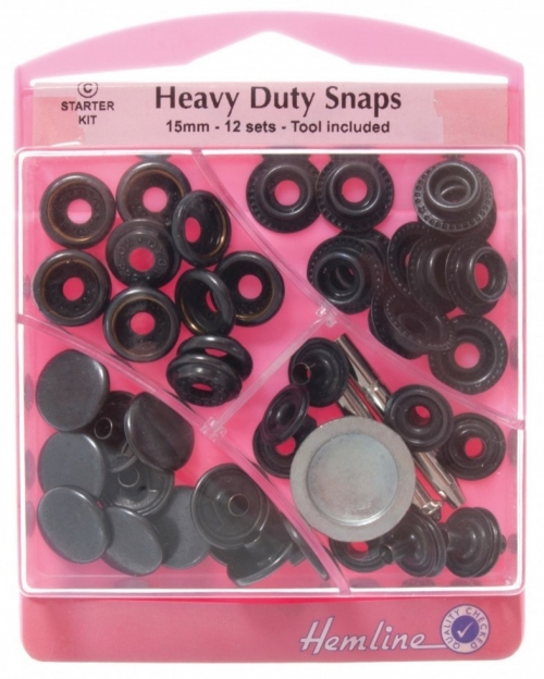 Hemline Heavy Duty Metal Snaps Kit Oxy Black
