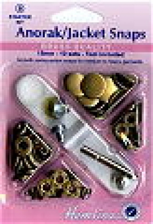 Hemline Anorak Metal Snaps Kit Antique Brass
