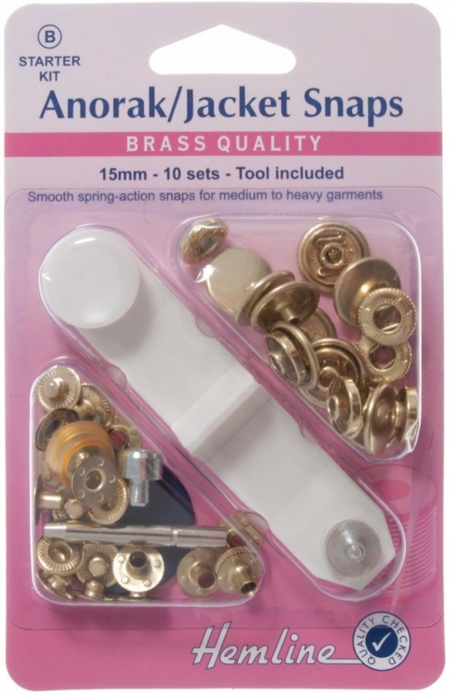 Hemline Anorak Metal Snaps Kit Gold