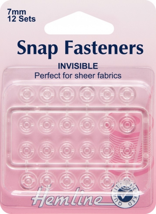 Hemline Sew On Plastic Press Snap Fasteners Clear/White