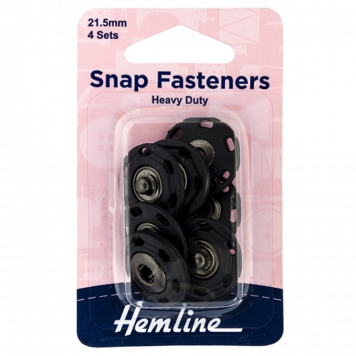 Hemline Large Sew On Snap Fasteners Black