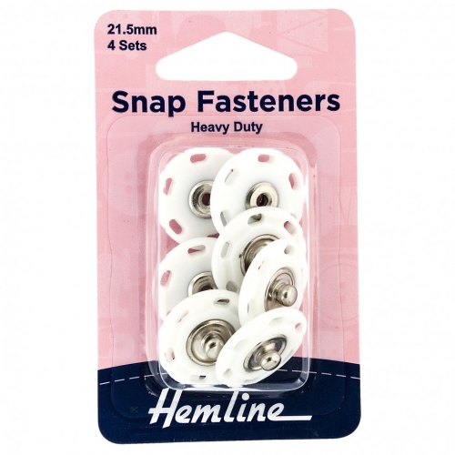 Hemline Large Sew On Snap Fasteners White