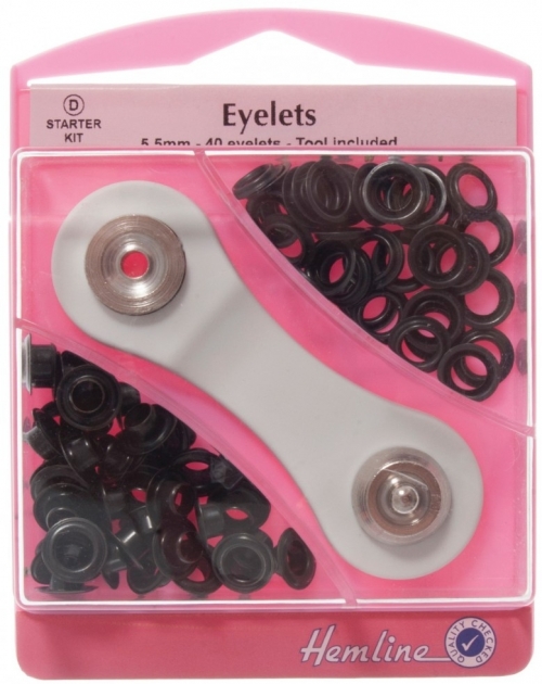 Hemline Metal Eyelets Kit Black