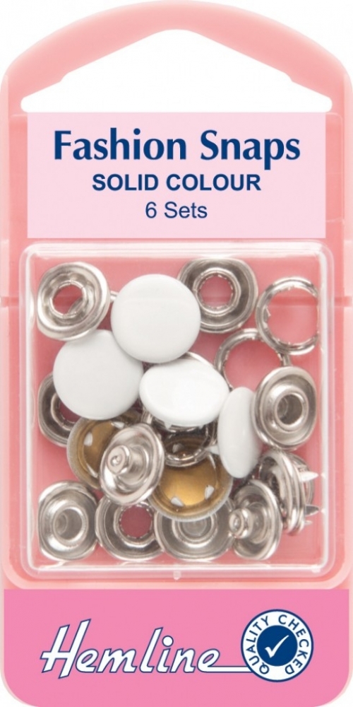 Hemline Snaps Press Fasteners Refill White