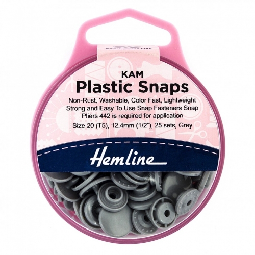 Hemline KAM Plastic Snaps Grey