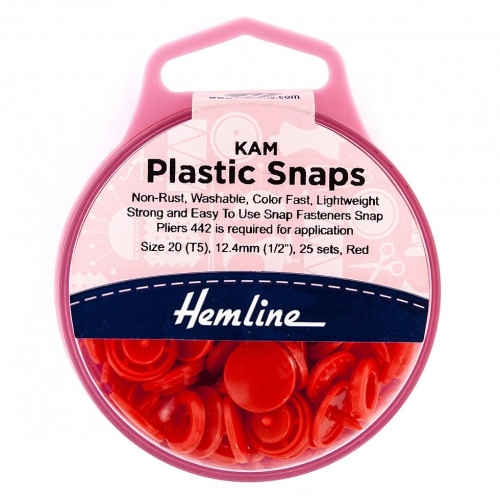 Hemline KAM Plastic Snaps Red