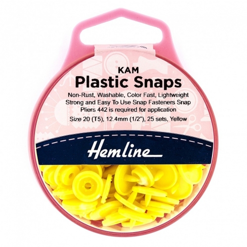 Hemline KAM Plastic Snaps Yellow