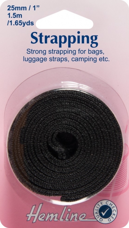 Hemline Bag Strap Webbing Black