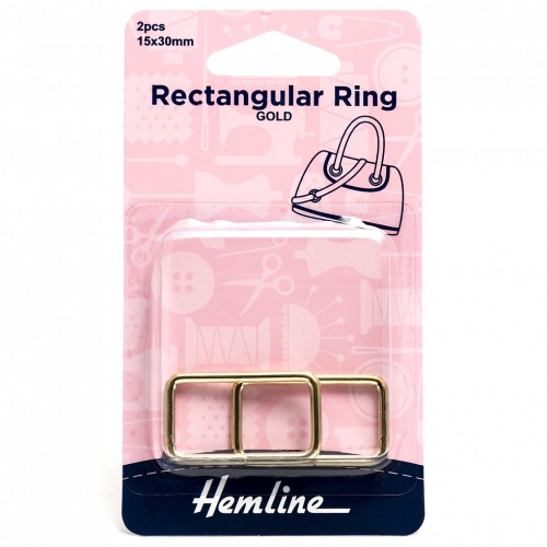 Hemline Rectangular Rings Gold