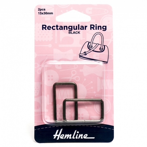 Hemline Rectangular Rings Nickel Black